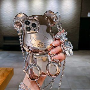 Cartoon 3D Cute Bear Crossbody Pendant Chain Phone Case (iPhone 14 Pro)